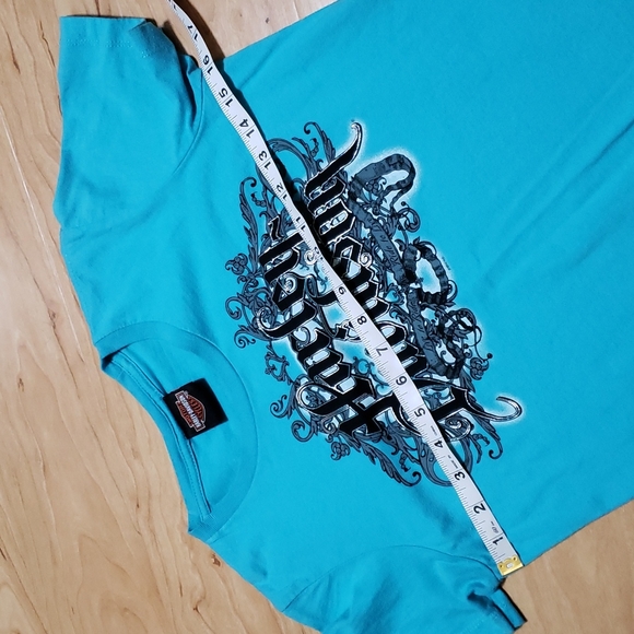 ❤ HARLEY-DAVIDSON | Live to Ride. Ride to Live. TEAL T-Shirt - Picture 5 of 11